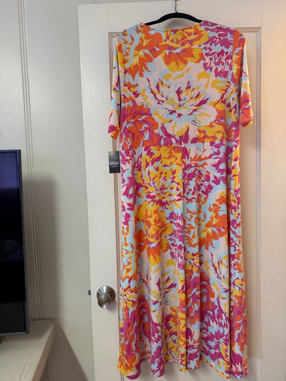 MSK Women Midi Floral Dress Colorful Stretchy Comfy NWT Sz 1X - Picture 7 of 10